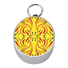 Floral Folk Damask Pattern  Mini Silver Compasses by Eskimos