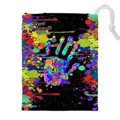 Crazy Multicolored Each Other Running Splashes Hand 1 Drawstring Pouch (5xl) by EDDArt