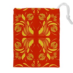 Folk Flowers Print Floral Pattern Ethnic Art Drawstring Pouch (4xl) by Eskimos