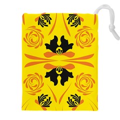 Floral Folk Damask Pattern Fantasy Flowers  Drawstring Pouch (4xl) by Eskimos