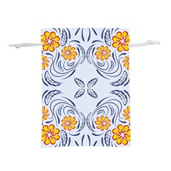 Floral Folk Damask Pattern Fantasy Flowers  Lightweight Drawstring Pouch (m) by Eskimos