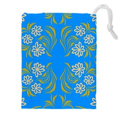 Floral Folk Damask Pattern  Drawstring Pouch (5xl) by Eskimos