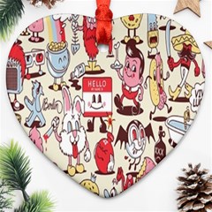 Retro Food Heart Ornament (two Sides) by Sparkle