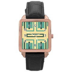 Abstract Pattern Geometric Backgrounds   Rose Gold Leather Watch  by Eskimos