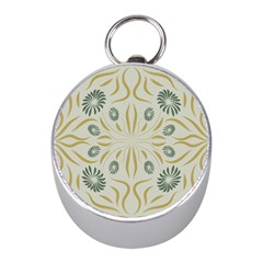 Floral Folk Damask Pattern Fantasy Flowers  Mini Silver Compasses by Eskimos
