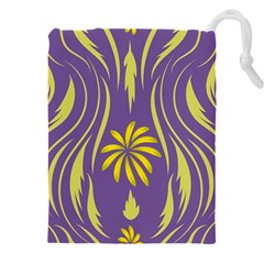 Folk Flowers Print Floral Pattern Ethnic Art Drawstring Pouch (4xl) by Eskimos