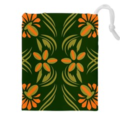 Folk Flowers Print Floral Pattern Ethnic Art Drawstring Pouch (5xl) by Eskimos
