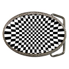 Illusion Checkerboard Black And White Pattern Belt Buckles by Nexatart
