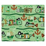 Seamless Pattern Fishes Pirates Cartoon Double Sided Flano Blanket (Small)  50 x40  Blanket Back