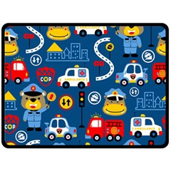 Seamless-pattern-vector-rescue-team-cartoon Fleece Blanket (large)  by Jancukart