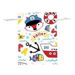 Seamless-pattern-vector-sailing-equipments-cartoon Lightweight Drawstring Pouch (S) Front