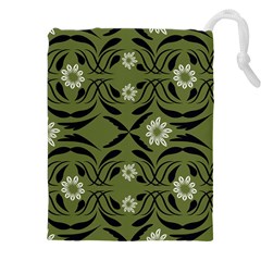 Folk Flowers Print Floral Pattern Ethnic Art Drawstring Pouch (5xl) by Eskimos