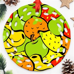 Fruit Food Wallpaper Ornament (round Filigree) by Dutashop