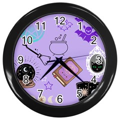 Pastel Goth Witch Purple Wall Clock (black) by NerdySparkleGoth