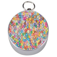 Floral Flowers Silver Compasses by artworkshop