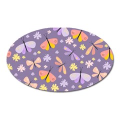 Vector-seamless-pattern-with-butterflies-beetles Oval Magnet by Jancukart