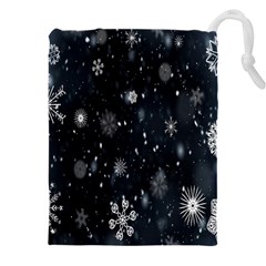 Snowflakes Snow Drawstring Pouch (5xl) by artworkshop