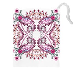 Pink Flower Cartoon Drawstring Pouch (4xl) by Jancukart