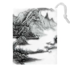 Ink-wash-painting-mountain-rolling-mountains Drawstring Pouch (5xl) by Jancukart