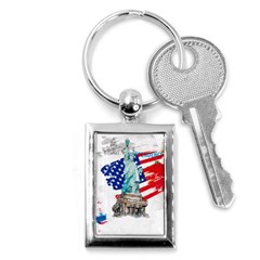 Statue Of Liberty Independence Day Poster Art Key Chain (rectangle) by Jancukart