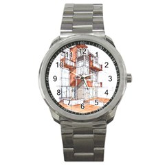 Rag-flats-onion-flats-llc-architecture-drawing Graffiti-architecture Sport Metal Watch by Jancukart
