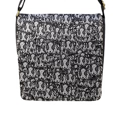 Sketchy Monster Insect Drawing Motif Pattern Flap Closure Messenger Bag (l) by dflcprintsclothing