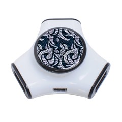 Blue On Grey Stitches 3-port Usb Hub by kaleidomarblingart