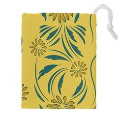 Folk Flowers Print Floral Pattern Ethnic Art Drawstring Pouch (5xl) by Eskimos