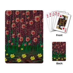 Floral Vines Over Lotus Pond In Meditative Tropical Style Playing Cards Single Design (rectangle) by pepitasart