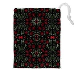 Folk Flowers Print Floral Pattern Ethnic Art Drawstring Pouch (5xl) by Eskimos