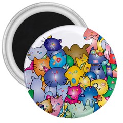 Cats Cartoon Cats Colorfulcats 3  Magnets by Sapixe