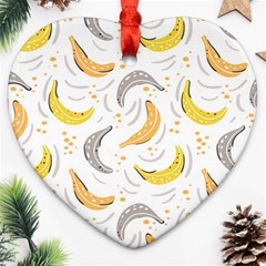 Seamless Stylish Pattern-with-fresh-yellow-bananas-background Heart Ornament (two Sides) by Wegoenart
