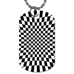 Illusion Checkerboard Black And White Pattern Dog Tag (one Side) by Zezheshop