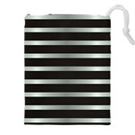 Black Silver Background Pattern Stripes Drawstring Pouch (5XL) Front