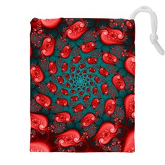 Fractal Red Spiral Abstract Art Drawstring Pouch (5xl) by Amaryn4rt