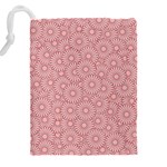 Flora Flowers Pattern Design Pink Spring Nature Drawstring Pouch (5XL) Back