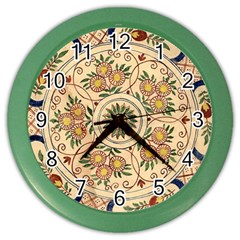 Illustration Painting Vintage Antique Plate China Color Wall Clock by Wegoenart