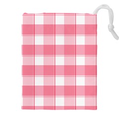 Pink And White Plaids Drawstring Pouch (4xl) by ConteMonfrey