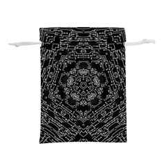 Illustration Black White Rosette Mandala Ornament Wallpaper Lightweight Drawstring Pouch (m) by Wegoenart