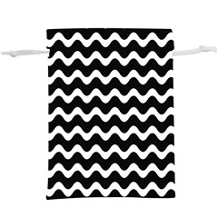 Illustration Black White Wave Pattern Wavy Halftone  Lightweight Drawstring Pouch (xl) by Wegoenart