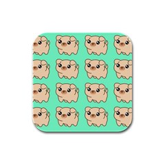 Puppy Pattern Wallpaper Dog Pet Rubber Square Coaster (4 Pack) by Wegoenart