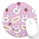 Illustration Rabbit Cartoon Background Pattern Round Mousepads Front