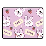 Illustration Rabbit Cartoon Background Pattern Double Sided Fleece Blanket (Small)  45 x34  Blanket Front