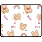 Illustrations Bear Cartoon Background Pattern Double Sided Fleece Blanket (Medium)  58.8 x47.4  Blanket Back