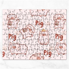 Pig Cartoon Background Pattern Rectangular Jigsaw Puzzl by Sudhe