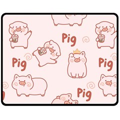Pig Cartoon Background Pattern Double Sided Fleece Blanket (medium)  by Sudhe