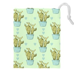 Background Pattern Green Cactus Flora Drawstring Pouch (5xl) by Amaryn4rt