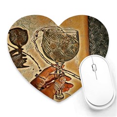 A Little Glass Of White Wine - Italian Drinks Heart Mousepads by ConteMonfrey