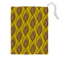 Yellow Brown Minimalist Leaves  Drawstring Pouch (4xl) by ConteMonfrey