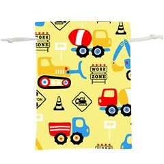 Seamless Pattern Vector Industrial Vehicle Cartoon  Lightweight Drawstring Pouch (xl) by Jancukart